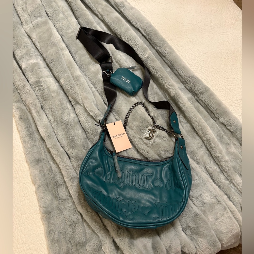 Juicy Couture Puff Half Moon Crossbody Bag with Ruched Design